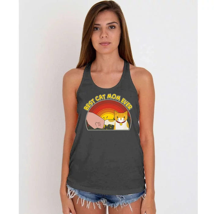 Retro Best Cat Mom Ever Women's Knotted Racerback Tank