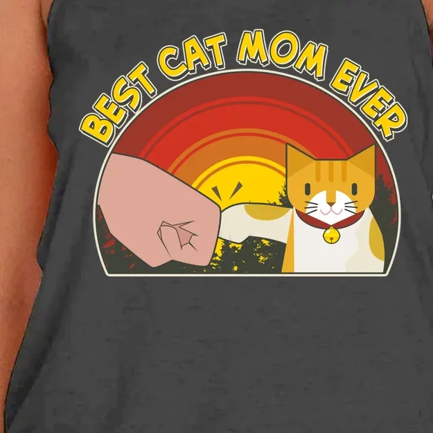 Retro Best Cat Mom Ever Women's Knotted Racerback Tank