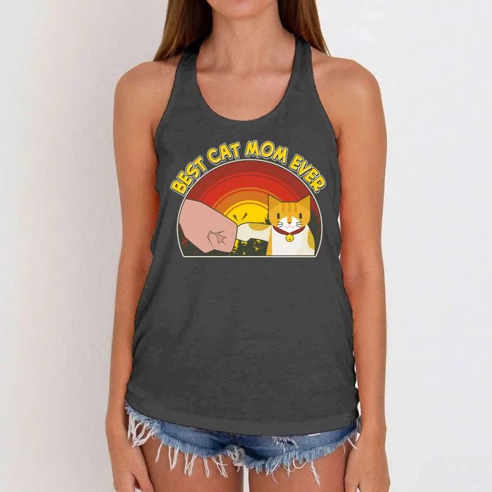 Retro Best Cat Mom Ever Women's Knotted Racerback Tank