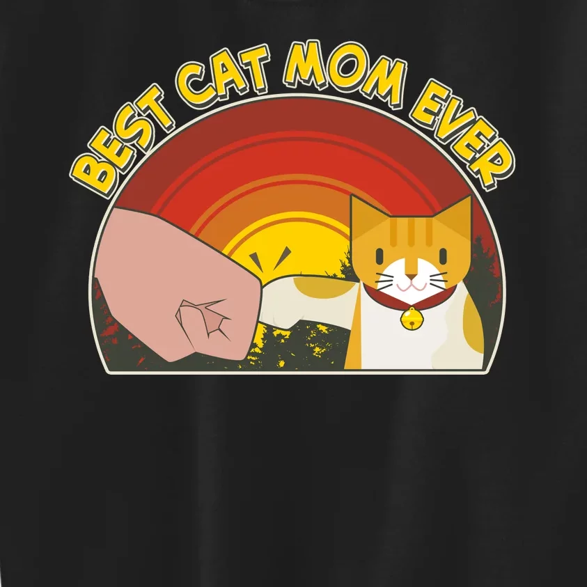 Retro Best Cat Mom Ever Kids Sweatshirt