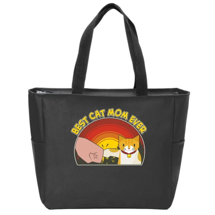 Retro Best Cat Mom Ever Zip Tote Bag