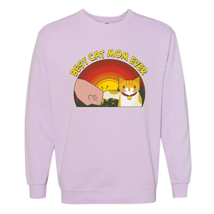 Retro Best Cat Mom Ever Garment-Dyed Sweatshirt