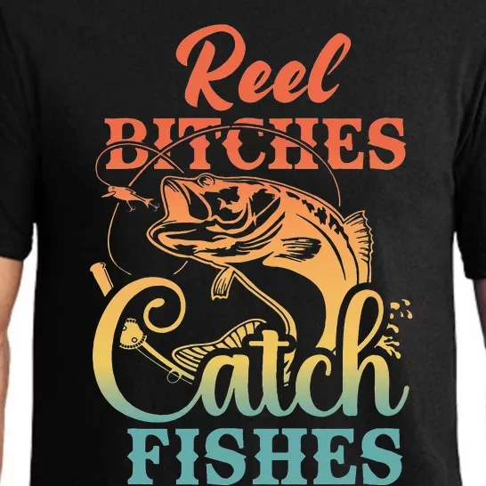 Reel Bitches Catch Fishes Funny Retro Fishing Pajama Set