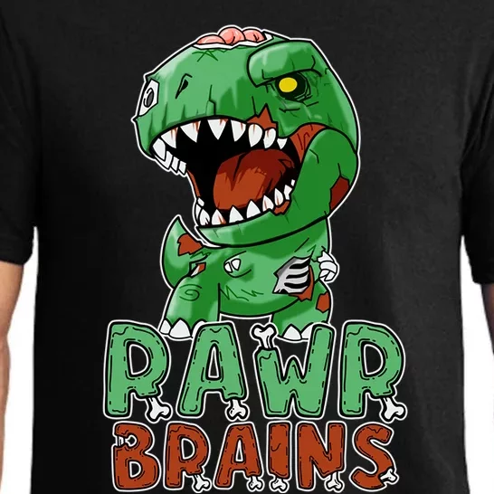 Rawr Brains Cute Zombie Dinosaur Halloween Costume Gift Meaningful Gift Pajama Set