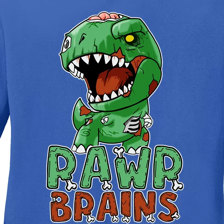 Rawr Brains Cute Zombie Dinosaur Halloween Costume Gift Meaningful Gift Ladies Long Sleeve Shirt