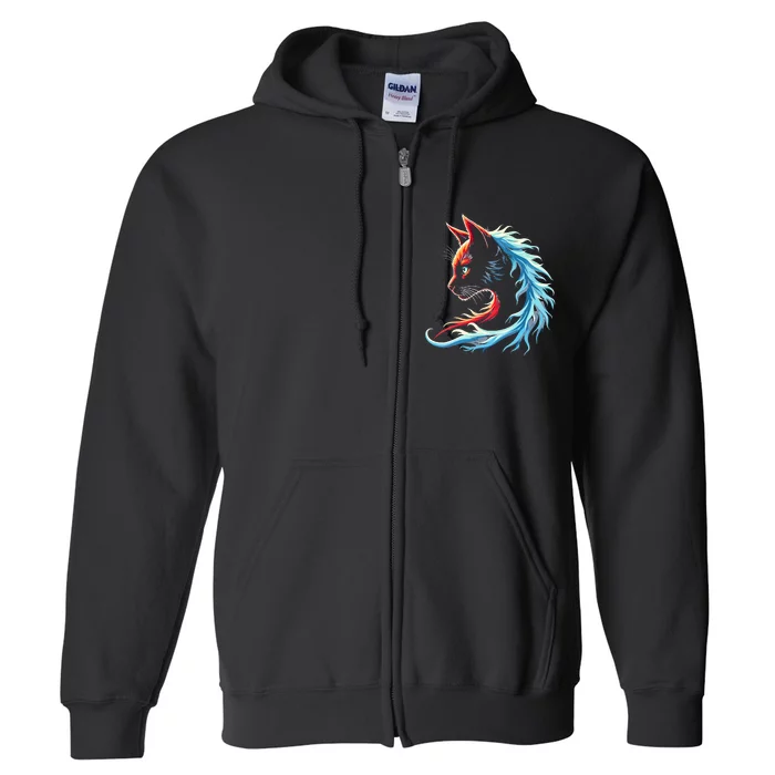 Retro Blue Cat Wave Of Cat Ladies Cat Lover Full Zip Hoodie