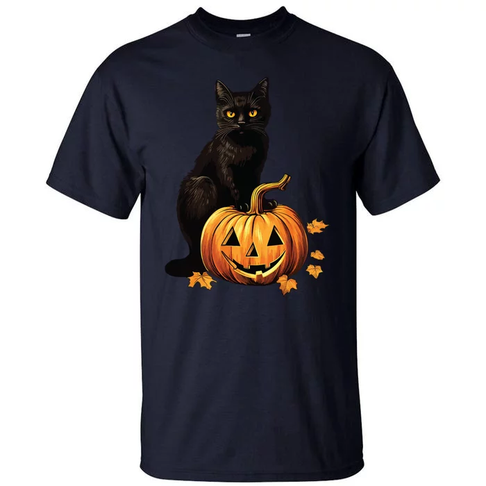 Retro Black Cat Halloween Pumpkin Costume Tall T-Shirt