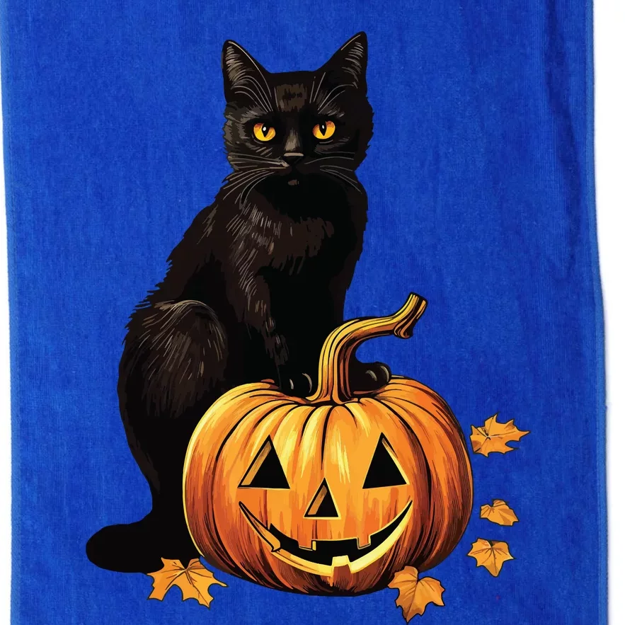 Retro Black Cat Halloween Pumpkin Costume Platinum Collection Golf Towel