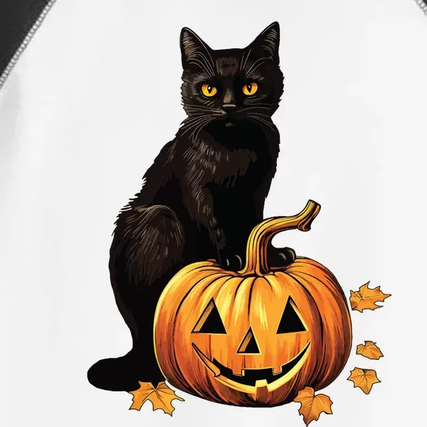 Retro Black Cat Halloween Pumpkin Costume Toddler Fine Jersey T-Shirt