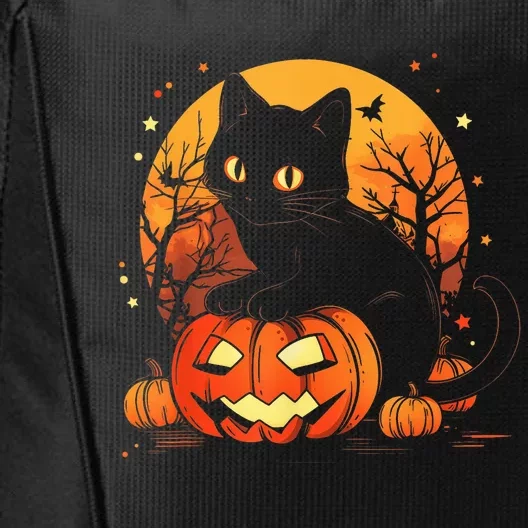 Retro Black Cat Halloween Pumpkin Costume For Wo  Kid City Backpack