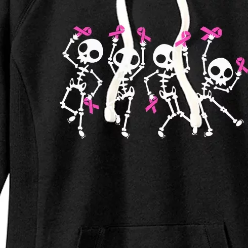 Ribbon Breast Cancer Awareness Skeleton Women's Fleece Hoodie