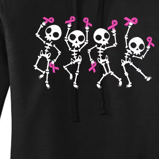 Ribbon Breast Cancer Awareness Skeleton Women's Pullover Hoodie