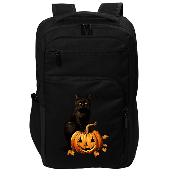 Retro Black Cat Halloween Pumpkin Costume For Thankgiving Gift Impact Tech Backpack