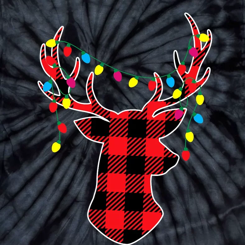 Red Black Christmas Gifts Buffalo Plaid Deer Tie-Dye T-Shirt