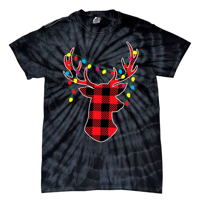 Red Black Christmas Gifts Buffalo Plaid Deer Tie-Dye T-Shirt