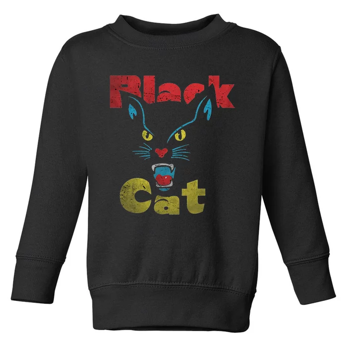 Retro Black Cat Retro Fireworks Vintage Halloween 70s Tee Toddler Sweatshirt