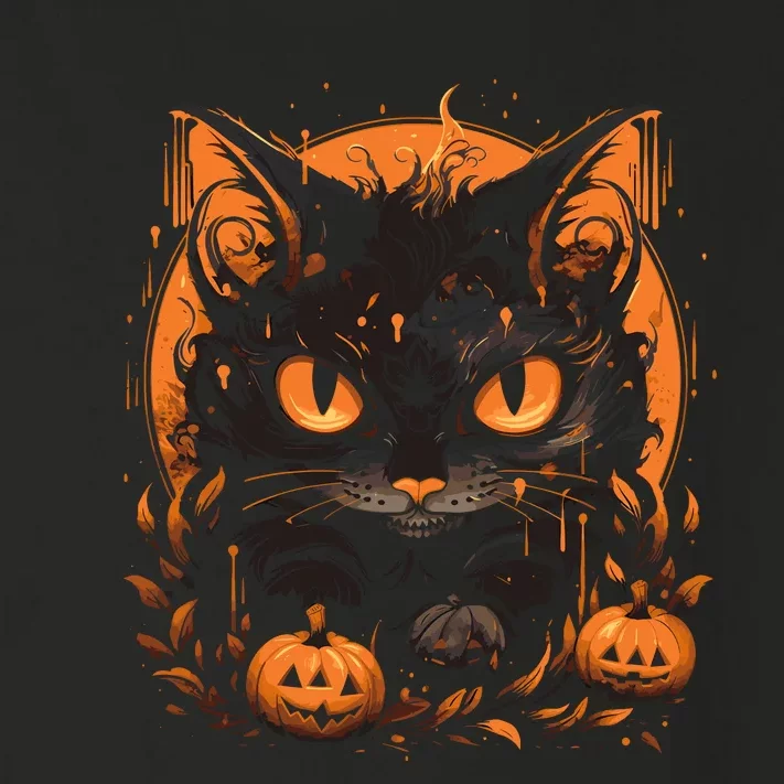 Retro Black Cat Halloween Pumpkin Costume Toddler Long Sleeve Shirt