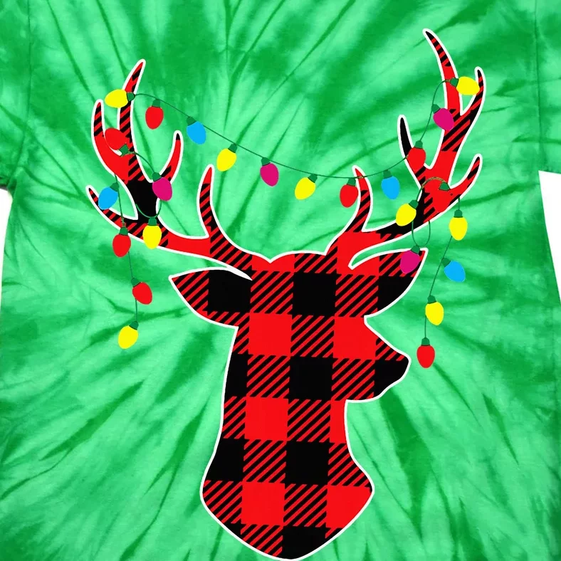 Red Black Christmas Gifts Buffalo Plaid Deer Tie-Dye T-Shirt