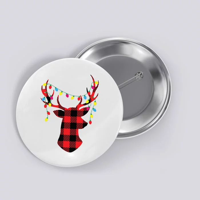 Red Black Christmas Gifts Buffalo Plaid Deer Women Men Button