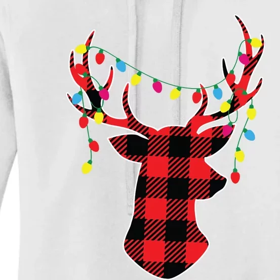 Red Black Christmas Gifts Buffalo Plaid Deer Women Men Women's Pullover Hoodie