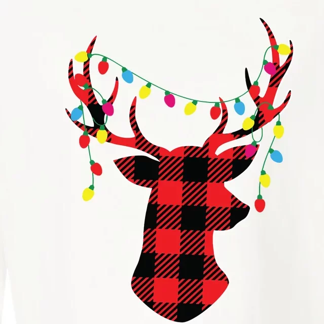 Red Black Christmas Gifts Buffalo Plaid Deer Women Men Cropped Pullover Crew