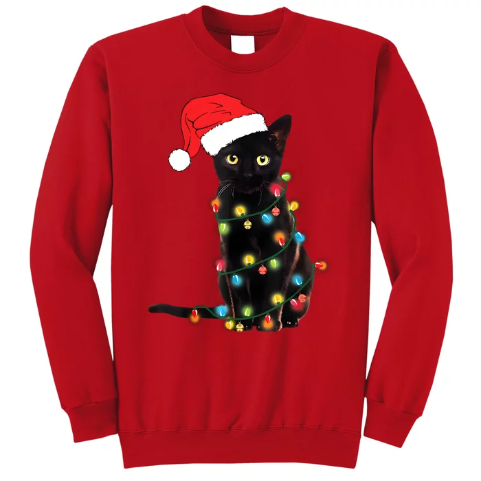 Retro Black Cat Christmas Light Funny Cat Sweatshirt