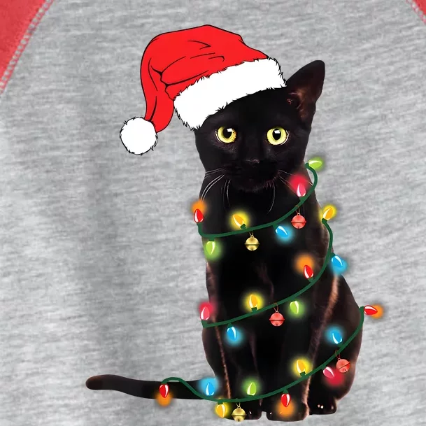 Retro Black Cat Christmas Light Funny Cat Toddler Fine Jersey T-Shirt