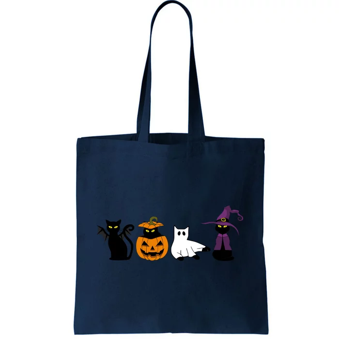 Retro Black Cat Halloween Pumpkin Costume Tote Bag