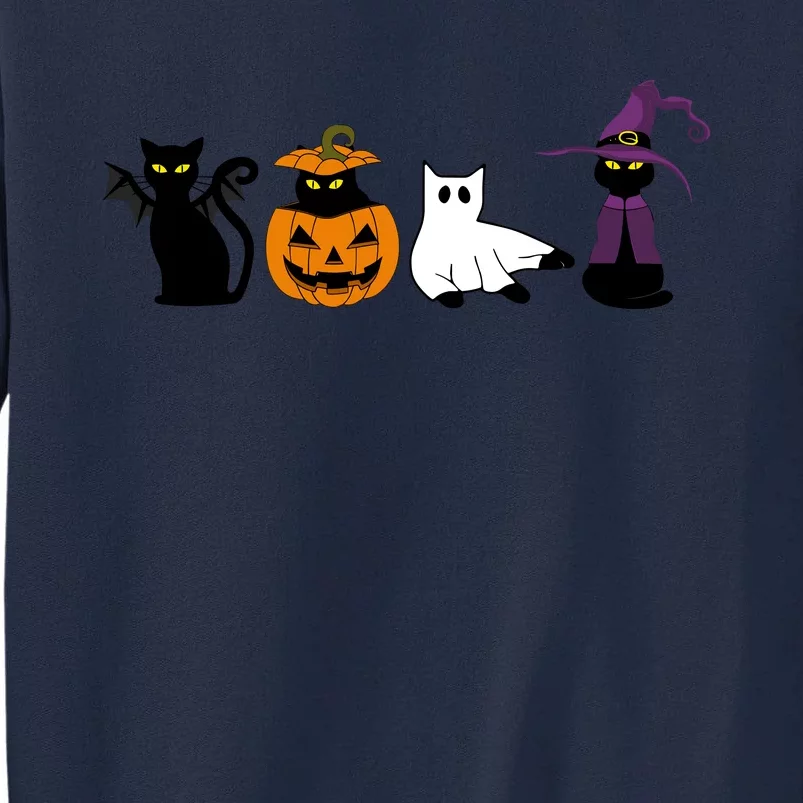 Retro Black Cat Halloween Pumpkin Costume Tall Sweatshirt