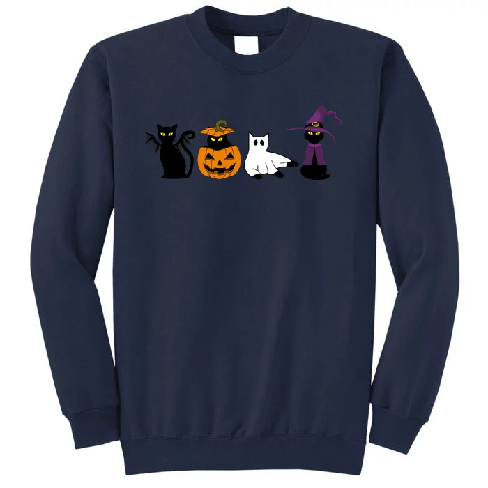 Retro Black Cat Halloween Pumpkin Costume Tall Sweatshirt