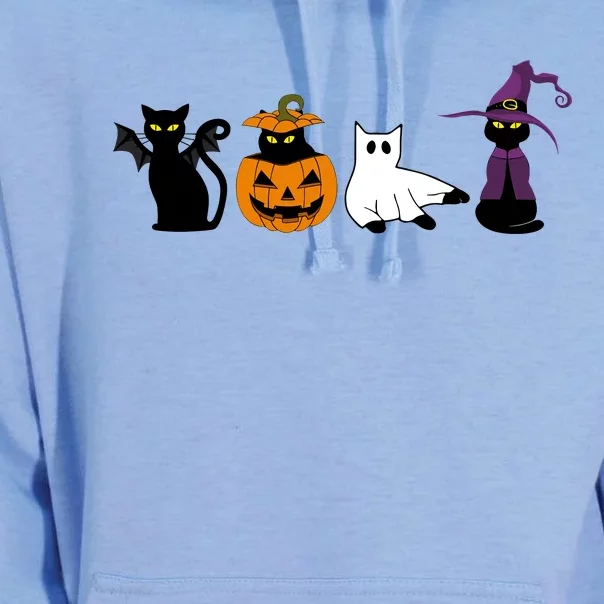 Retro Black Cat Halloween Pumpkin Costume Unisex Surf Hoodie