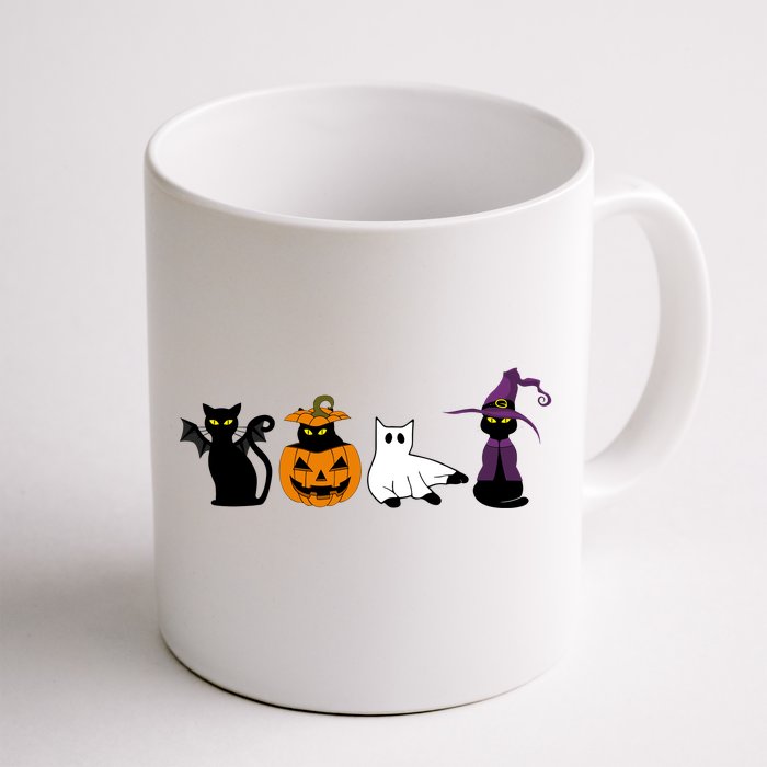 Retro Black Cat Halloween Pumpkin Costume Front & Back Coffee Mug