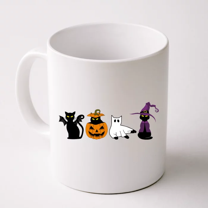 Retro Black Cat Halloween Pumpkin Costume Front & Back Coffee Mug