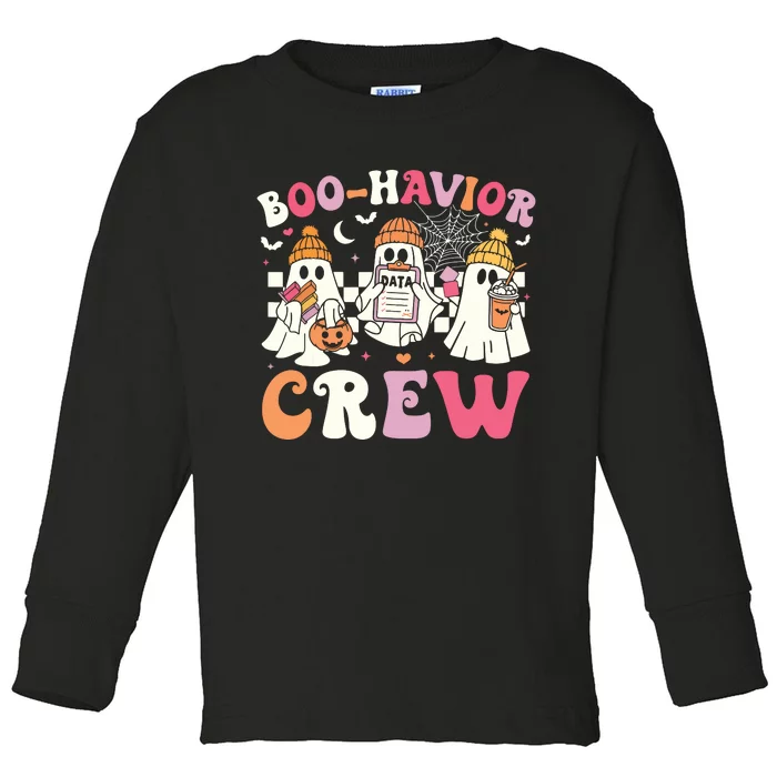 Retro Boohavior Crew Behavior Analyst Halloween Aba Rbt Toddler Long Sleeve Shirt