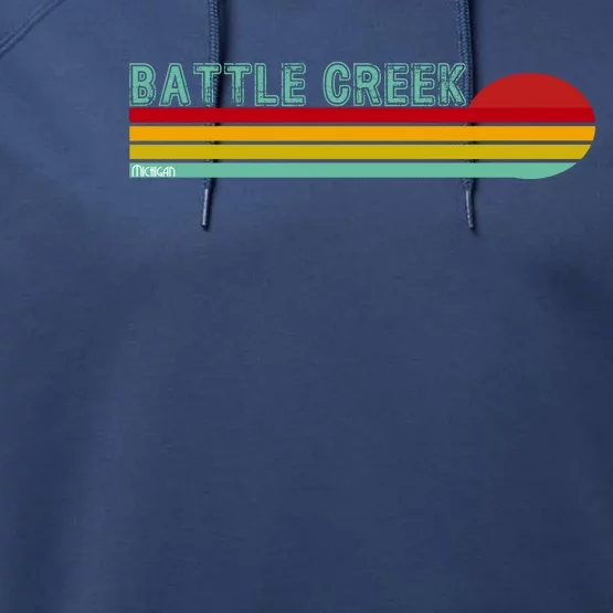 Retro Battle Creek Michigan Performance Fleece Hoodie