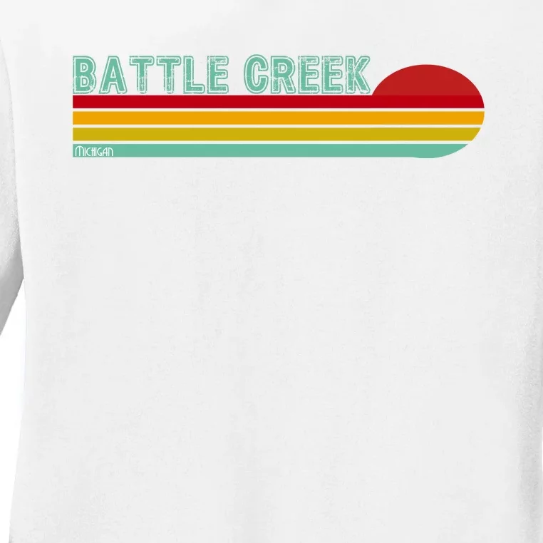 Retro Battle Creek Michigan Ladies Long Sleeve Shirt