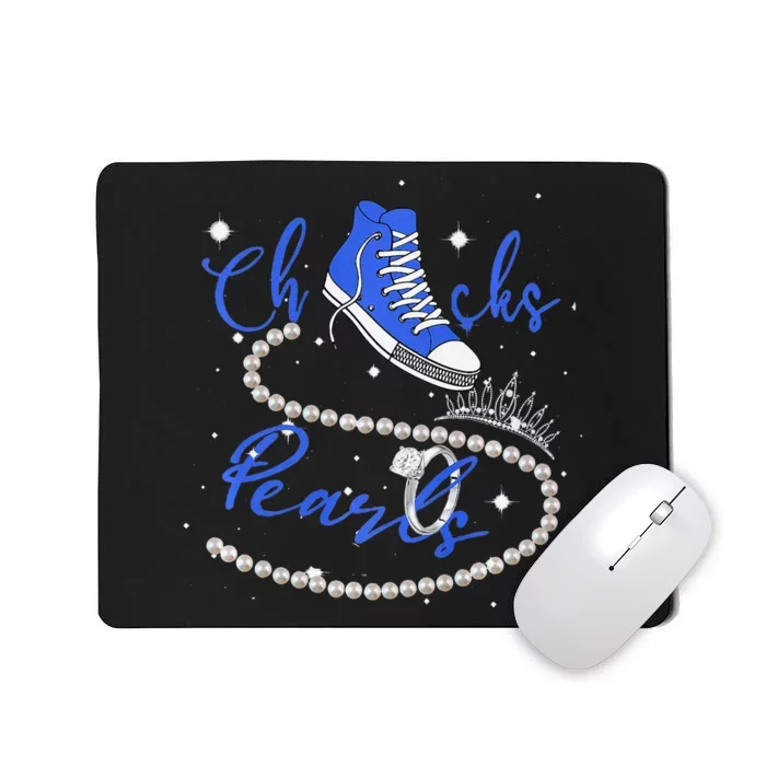 Royal Blue Chucks And Pearls Premium Mousepad