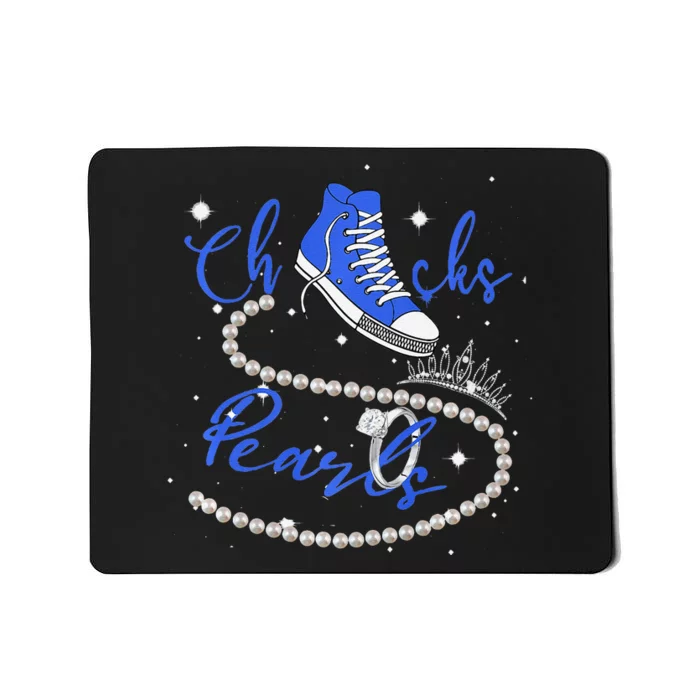 Royal Blue Chucks And Pearls Premium Mousepad