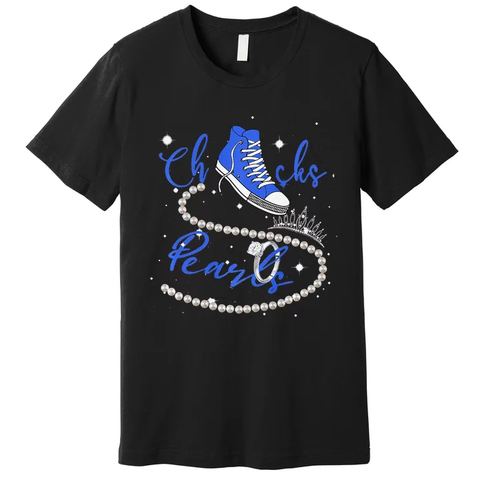 Royal Blue Chucks And Pearls Premium Premium T-Shirt