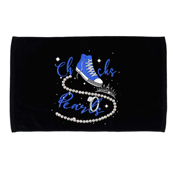 Royal Blue Chucks And Pearls Premium Microfiber Hand Towel