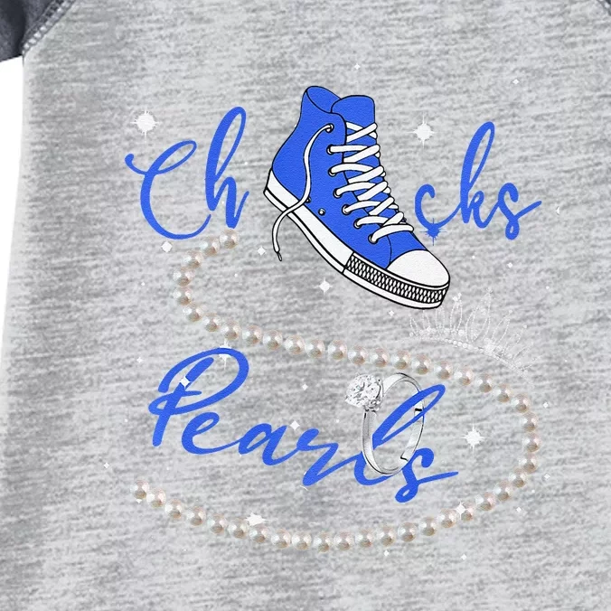 Royal Blue Chucks And Pearls Premium Infant Baby Jersey Bodysuit