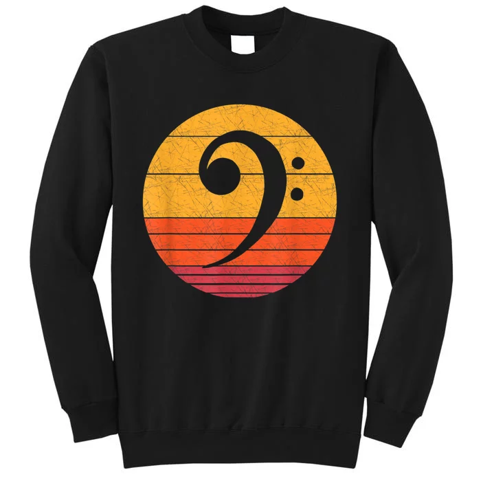 Retro Bass Clef Notes Musical Note Vintage Style Music Tall Sweatshirt