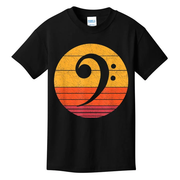 Retro Bass Clef Notes Musical Note Vintage Style Music Kids T-Shirt