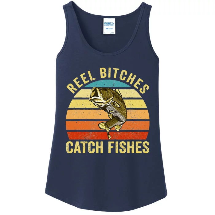 Reel Bitches Catch Fishes Funny Fishing Fisherman Vintage Ladies Essential Tank