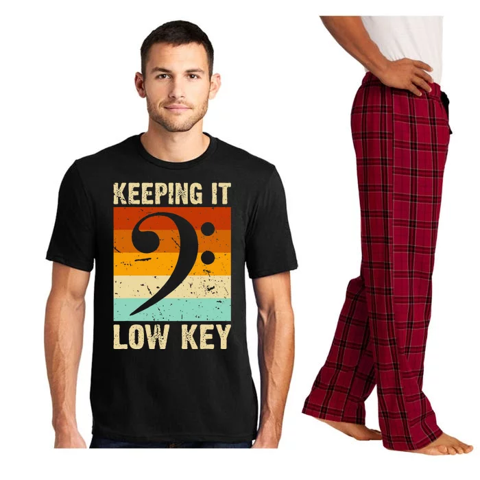 Retro Bass Clef Music Keeping It Low Key Musician Humor Pajama Set