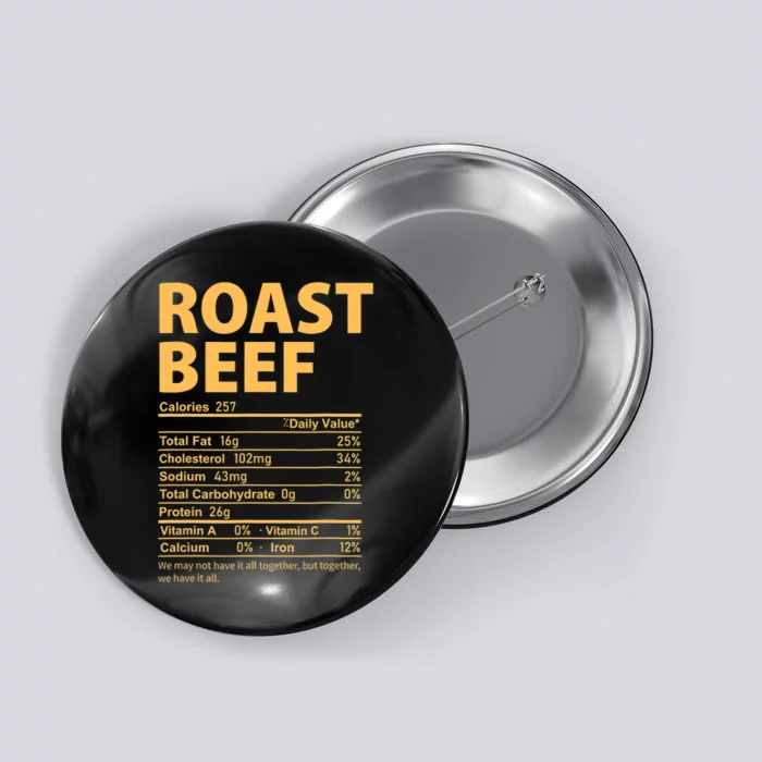 Roast Beef Costume Funny Thanksgiving Food Nutrition Facts Button