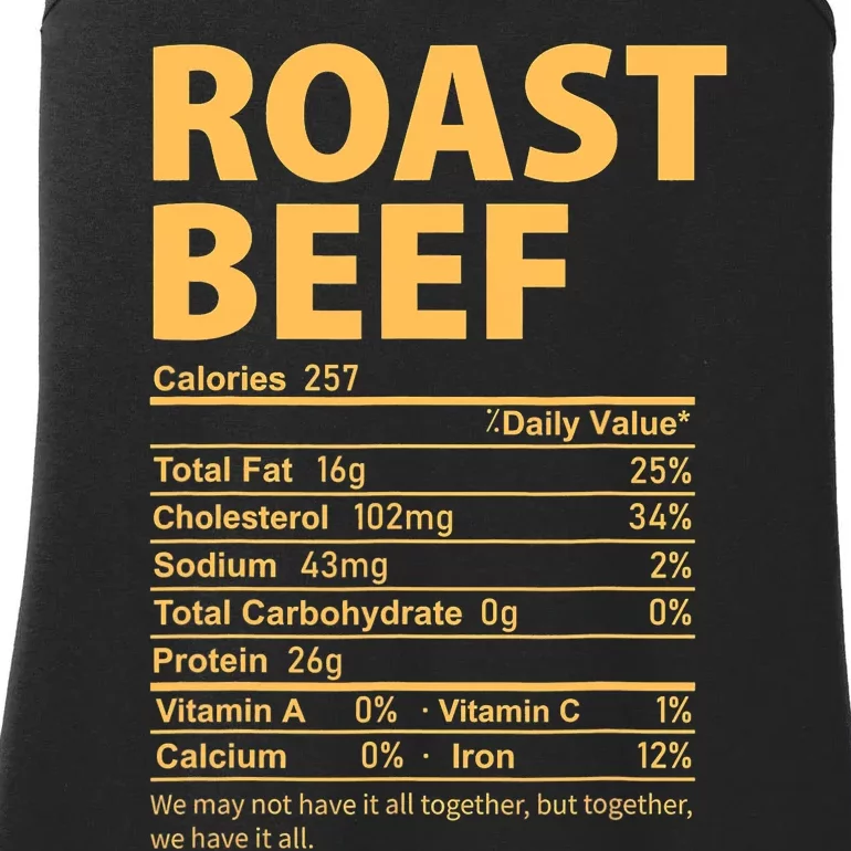 Roast Beef Costume Funny Thanksgiving Food Nutrition Facts Ladies Essential Tank