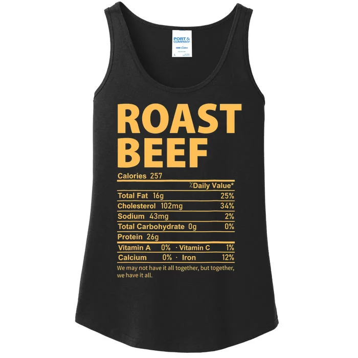 Roast Beef Costume Funny Thanksgiving Food Nutrition Facts Ladies Essential Tank