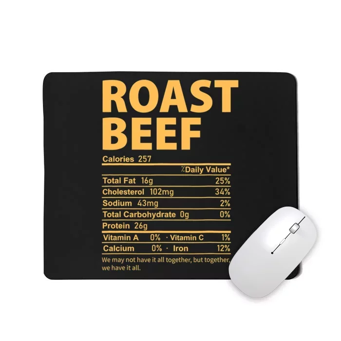 Roast Beef Costume Funny Thanksgiving Food Nutrition Facts Mousepad