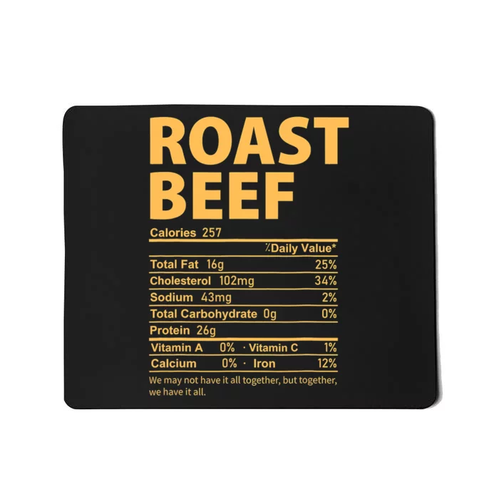 Roast Beef Costume Funny Thanksgiving Food Nutrition Facts Mousepad